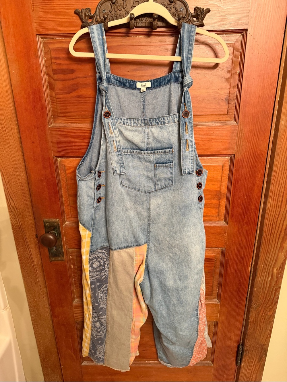 Easel Denim Patchwork Overalls